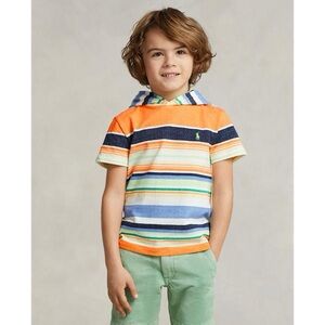 RALPH LAUREN

Striped Cotton Mesh Hooded T-Shirt